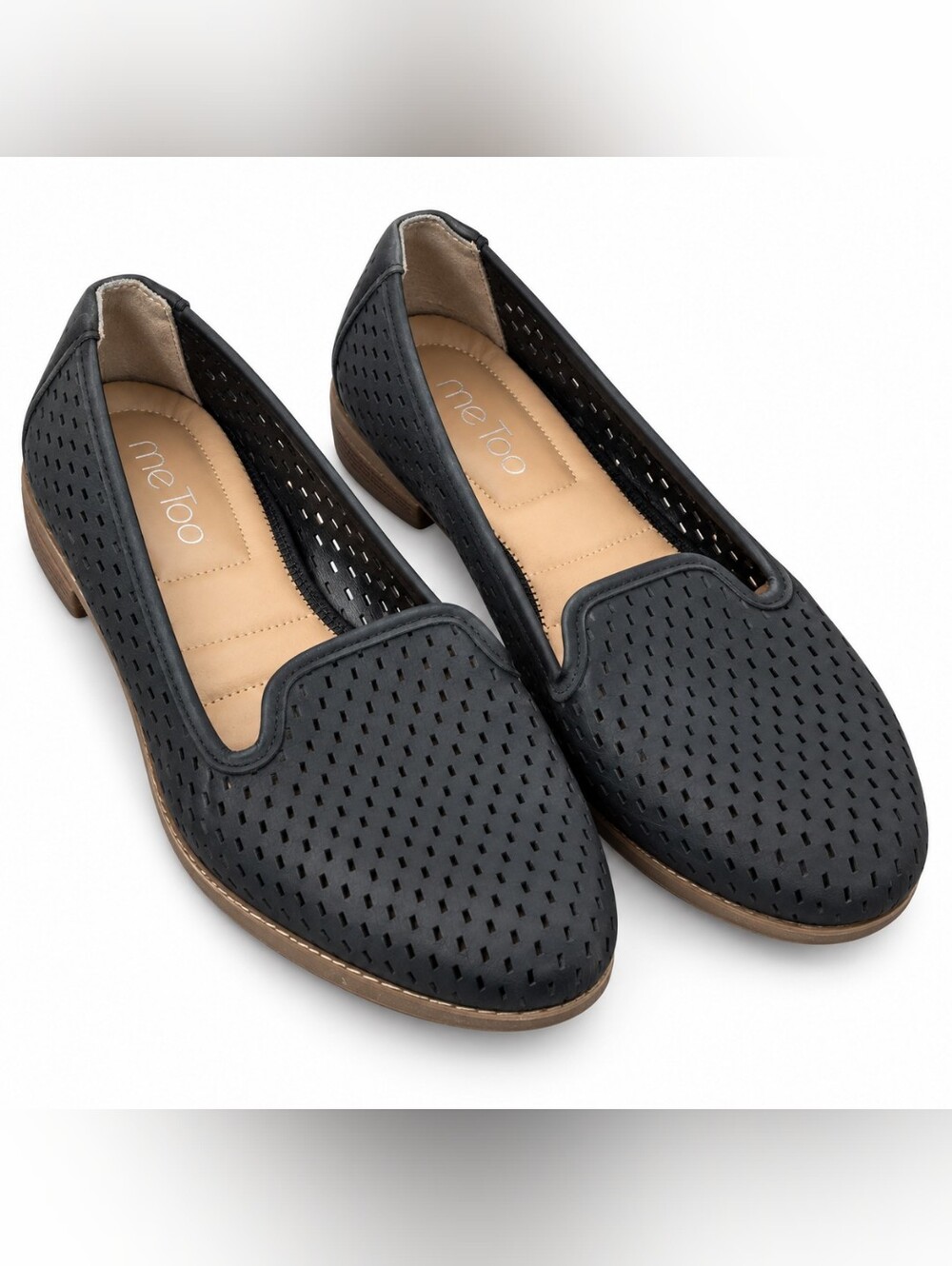 Me Too Gabbie Women’s 8.5M Black Perforated Slip-On Loafers Comfort Flats